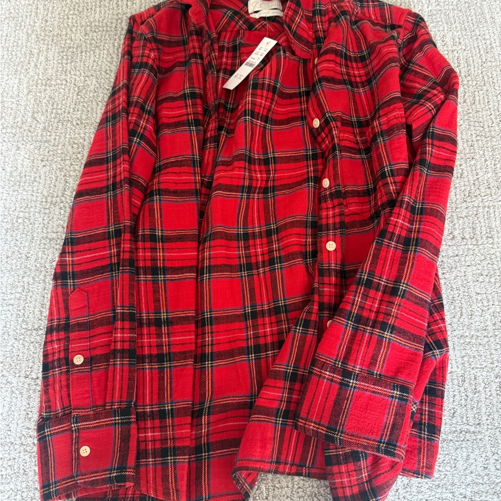 Red Plaid Button-Up Shirt J Crew